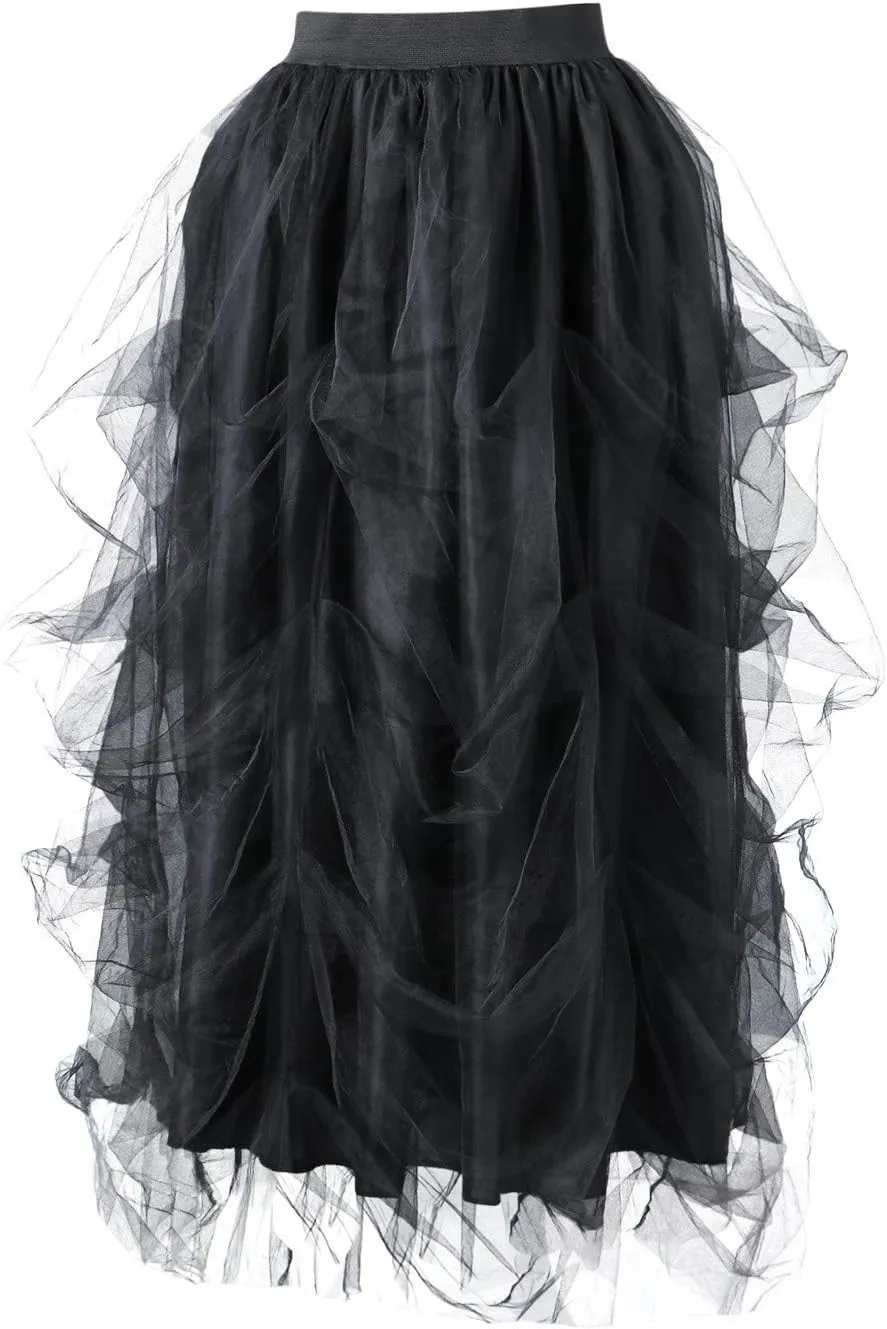 Women Long Tulle Tutu Skirts for Party Wedding Ladies Cocktail Prom Cosplay Bandage Mesh Maxi Sexy Dress