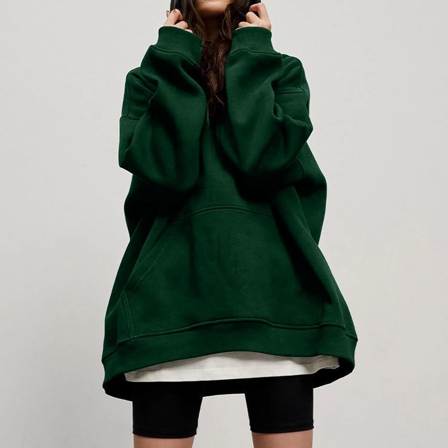 Women Oversized Hoodies Fleece Hooded Sweatshirts With Pockets Casual Long Sleeve Drop Shoulder Pullover