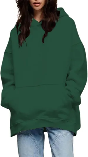 Women Oversized Hoodies Fleece Hooded Sweatshirts With Pockets Casual Long Sleeve Drop Shoulder Pullover