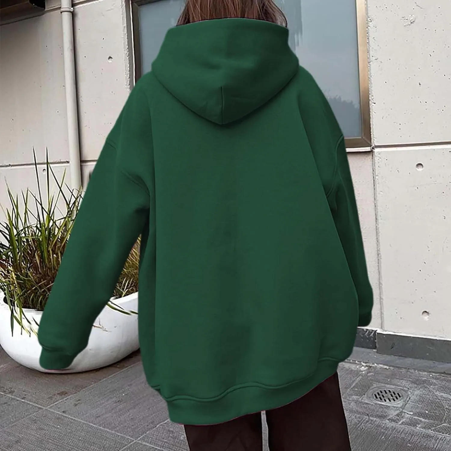 Women Oversized Hoodies Fleece Hooded Sweatshirts With Pockets Casual Long Sleeve Drop Shoulder Pullover
