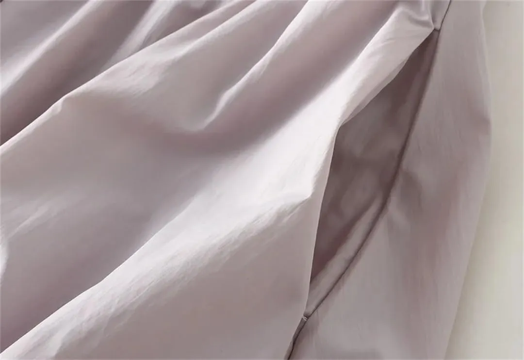 Women Solid Color Pleated Skirt High Waisted Midi Skirt Double Layers A-Line Long Skirt