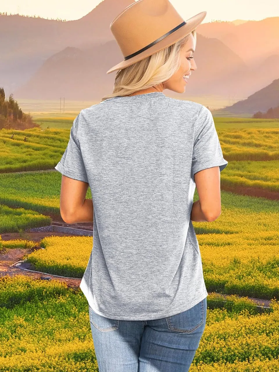 Women Vintage Wildflower T Shirt Funny Sun Mystical Shirts Boho Graphic Tees Short Sleeve Tops