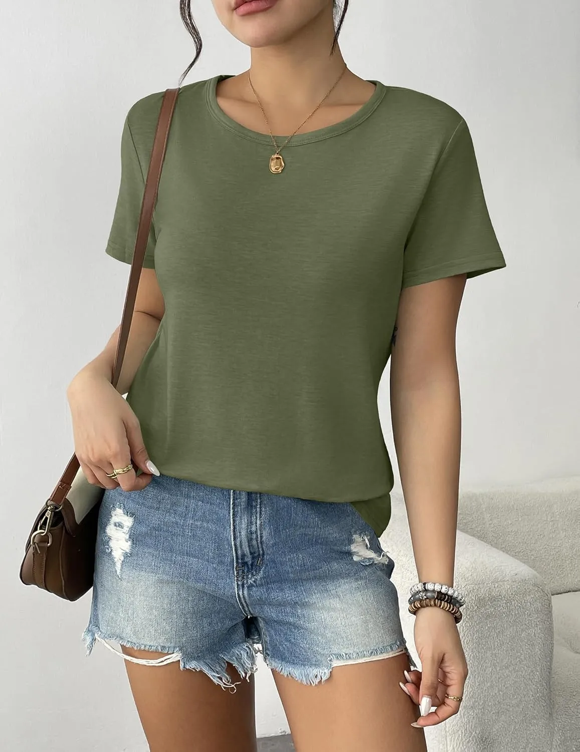 Womens 3 Pack T Shirts Basic Short Sleeve Tees Crewneck Fashion Tops Loose