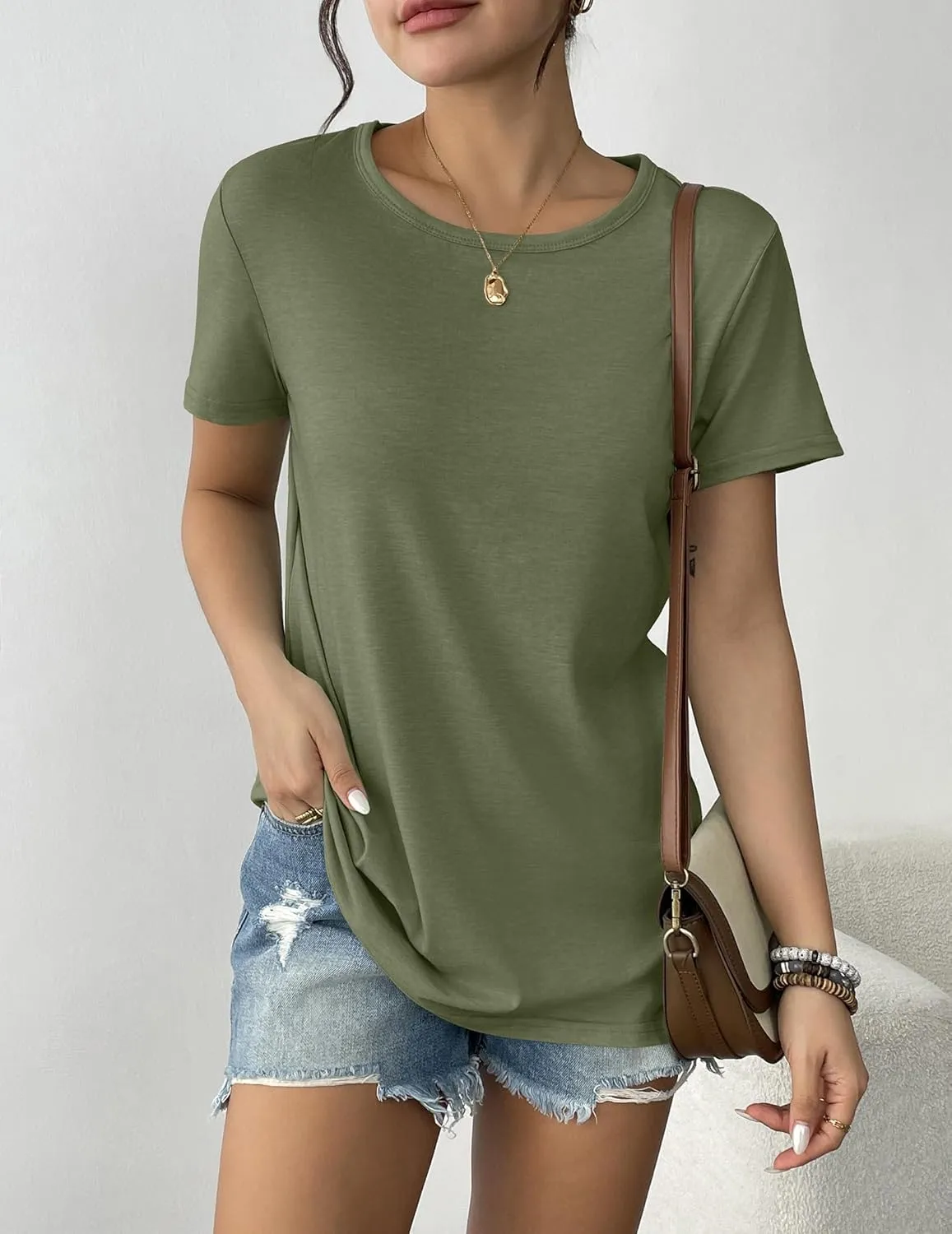 Womens 3 Pack T Shirts Basic Short Sleeve Tees Crewneck Fashion Tops Loose
