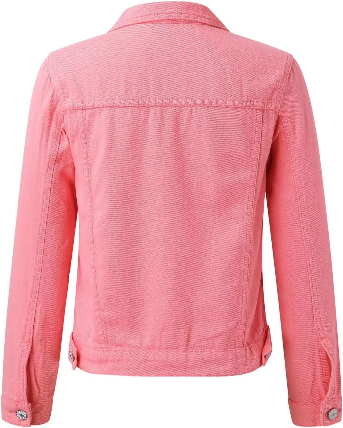Women's Basic Solid Color Button Down Denim With Pockets Denim Coat Little Denim Jacket