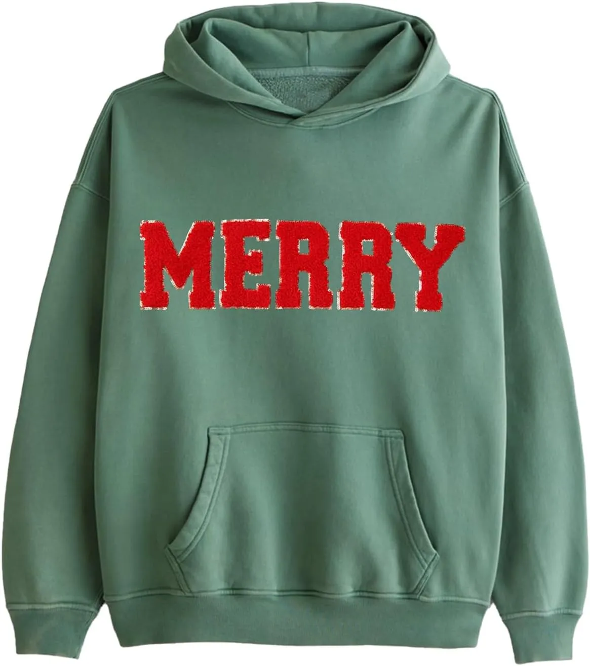 Womens Christmas Hoodie Merry Letter Printed Pullover Tops Oversized Long Sleeve Sweatshirts Xmas Holiday Tops