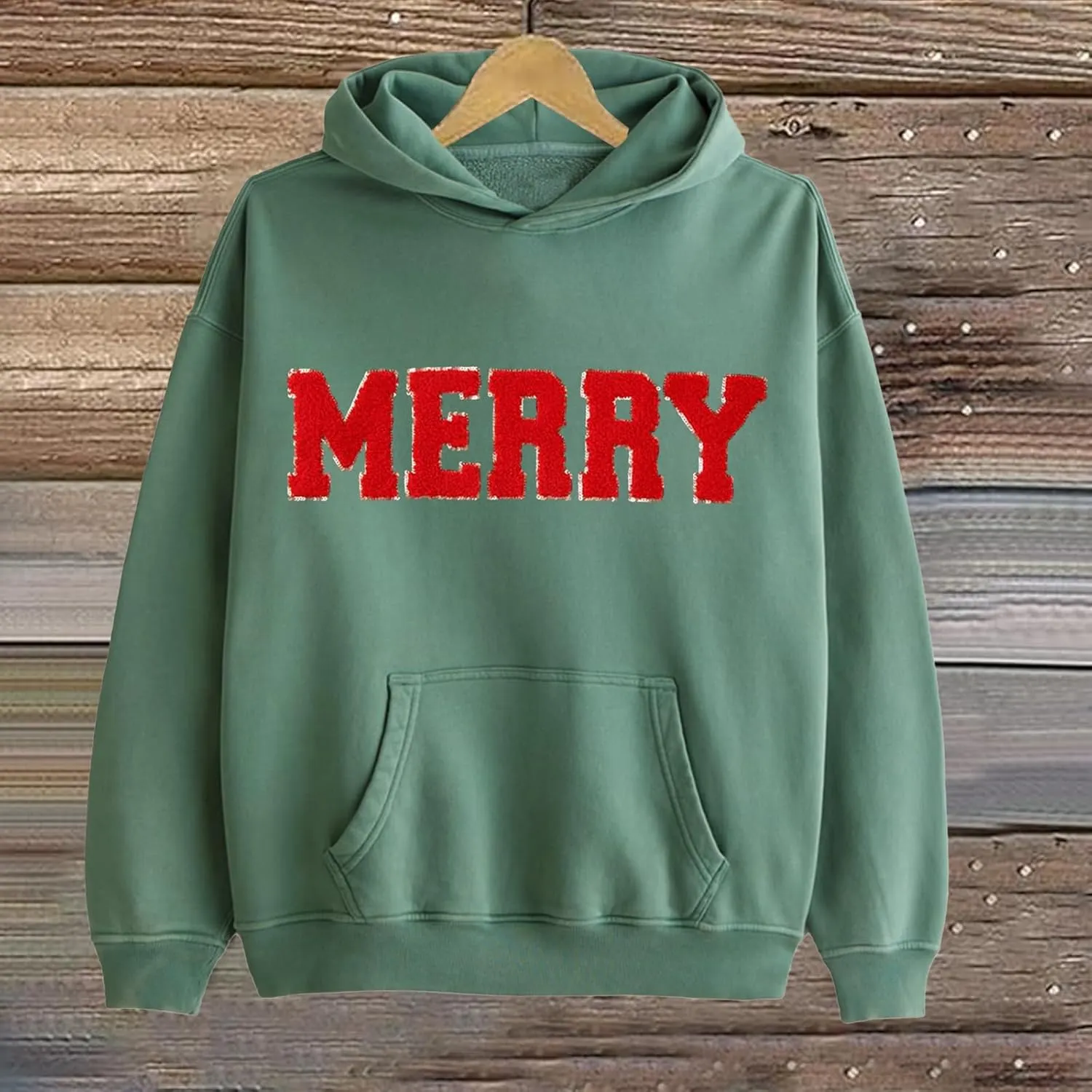 Womens Christmas Hoodie Merry Letter Printed Pullover Tops Oversized Long Sleeve Sweatshirts Xmas Holiday Tops