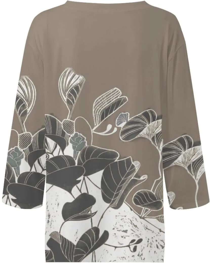Women's Fashionable Loose Fitting Square Neck Short Sleeved Boho with Floral Print Going Out Tops for Women
