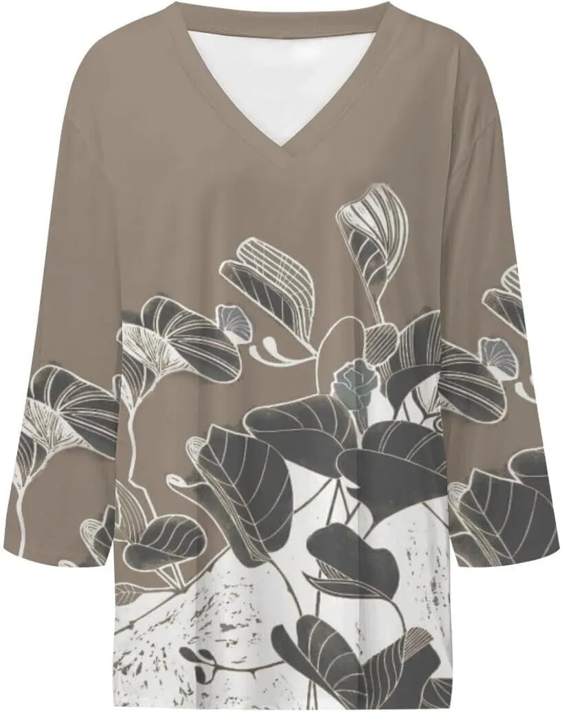 Women's Fashionable Loose Fitting Square Neck Short Sleeved Boho with Floral Print Going Out Tops for Women
