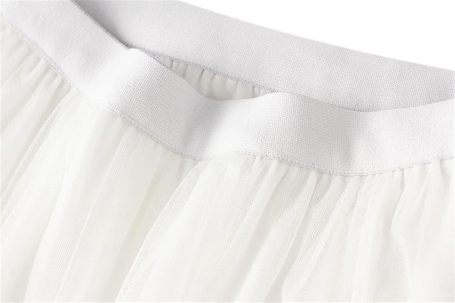 Women's High-Waisted Pleated Skirt with Elastic Waist Slim Midi Skirt Long Skirt with Two Layers of Mesh
