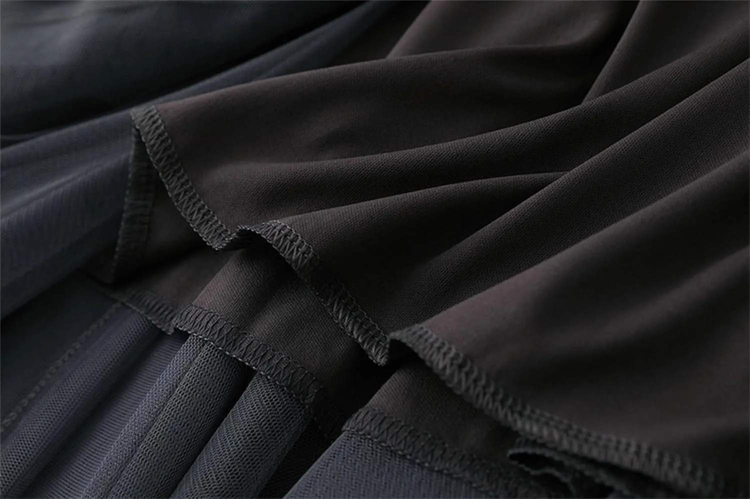Women's High-Waisted Pleated Skirt with Elastic Waist Slim Midi Skirt Long Skirt with Two Layers of Mesh