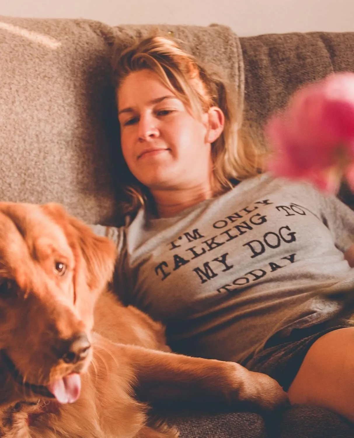 Womens I'm Only Talking to My Dog Today Funny Shirts Dog Lovers Novelty Cool T Shirt