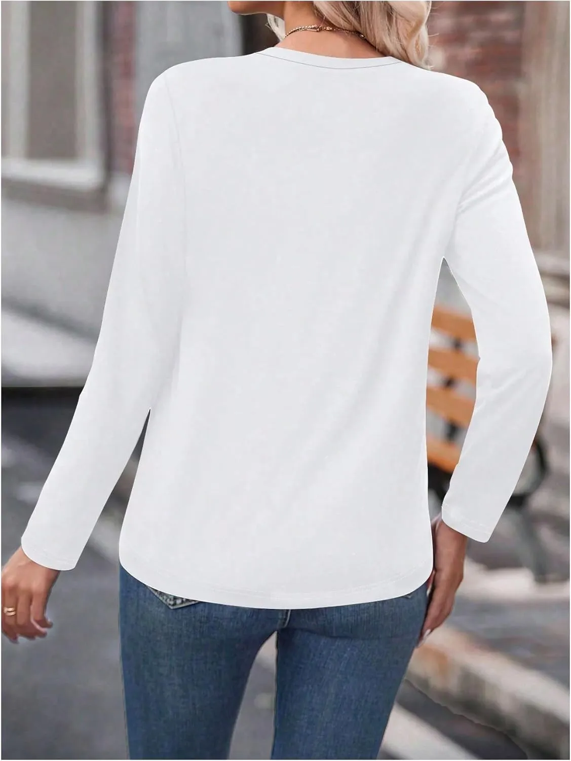 Women's Long Sleeve T Shirt Heart Print Crewneck Drop Shoulder Pullover Tops Vintage Tees