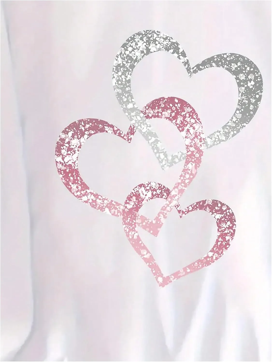 Women's Long Sleeve T Shirt Heart Print Crewneck Drop Shoulder Pullover Tops Vintage Tees
