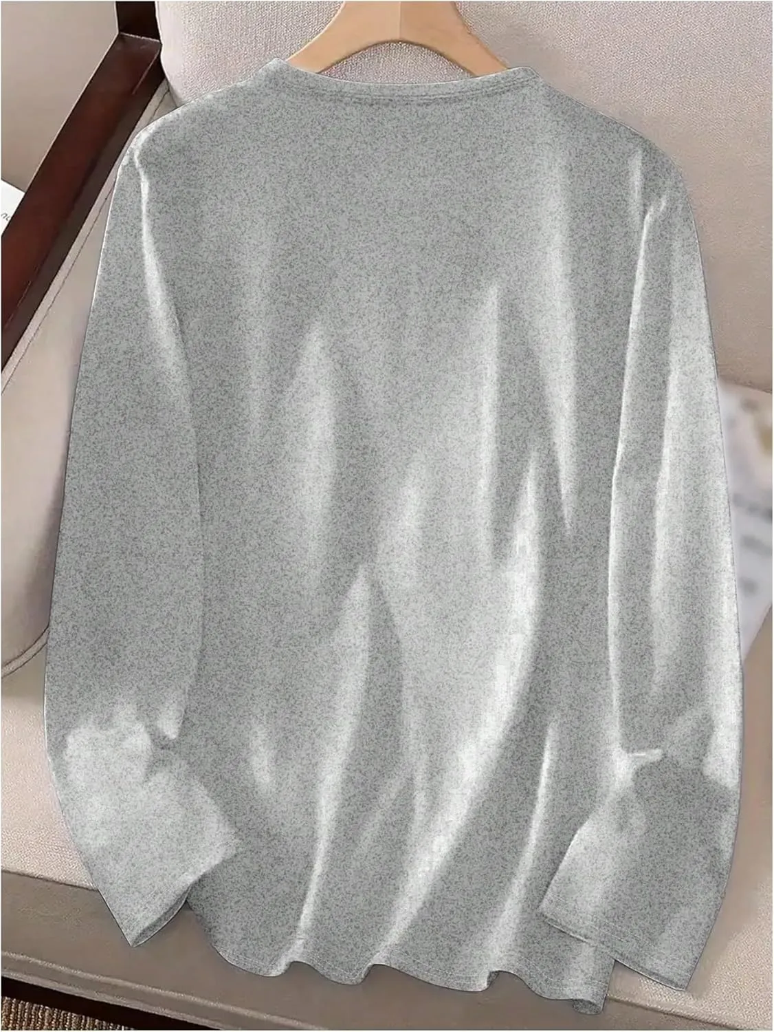 Women's Long Sleeve T Shirt Heart Print Crewneck Drop Shoulder Pullover Tops Vintage Tees