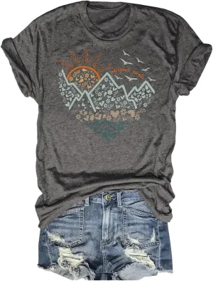 Women's Nature Camping Mountain Hiking Lovers Shirt Adventure Wild Outdoor Graphic Tees Tops