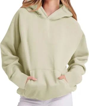 Women's Oversized Hoodies Fleece Sweatshirts Drop Shoulder Long Sleeve Sweaters Pullover Y2k Fall Outfits with Pocket