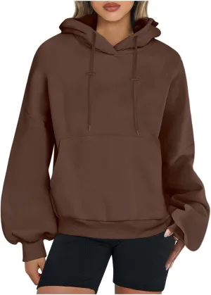 Womens Oversized Hoodies Tops Loose Fit Fleece Sweatshirts 2024 Fall Pullover Sweaters Teen Girls Clothes with Pocket