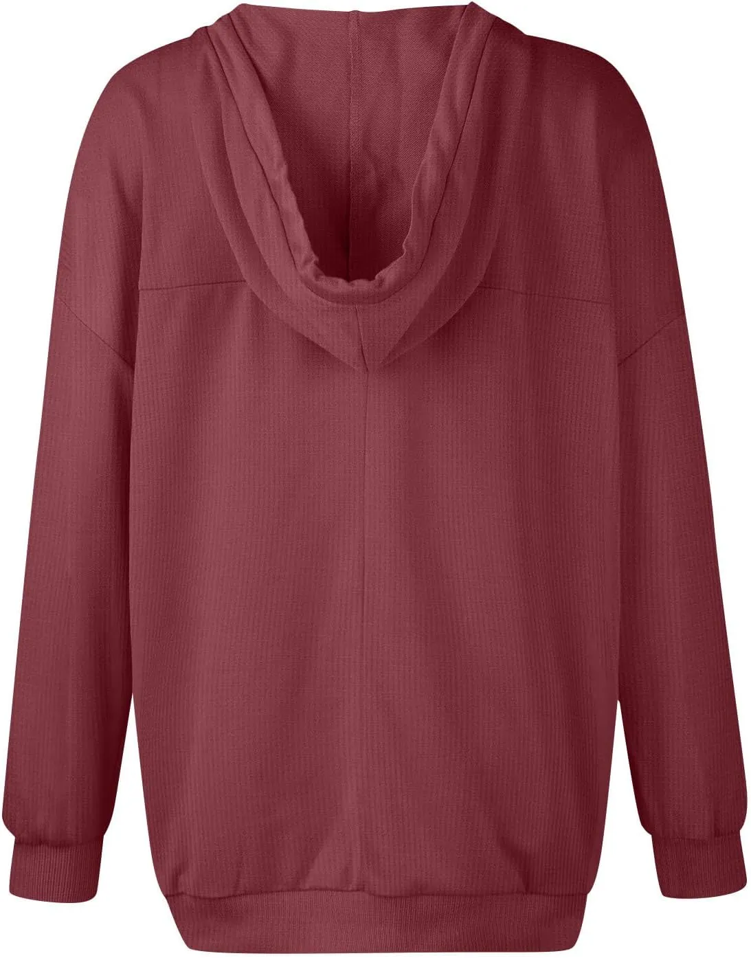 Womens Oversized Sweatshirt V Neck Hoodies Casual Drawstring Hooded Pullover Top Waffle Long Sleeve Workout Tops