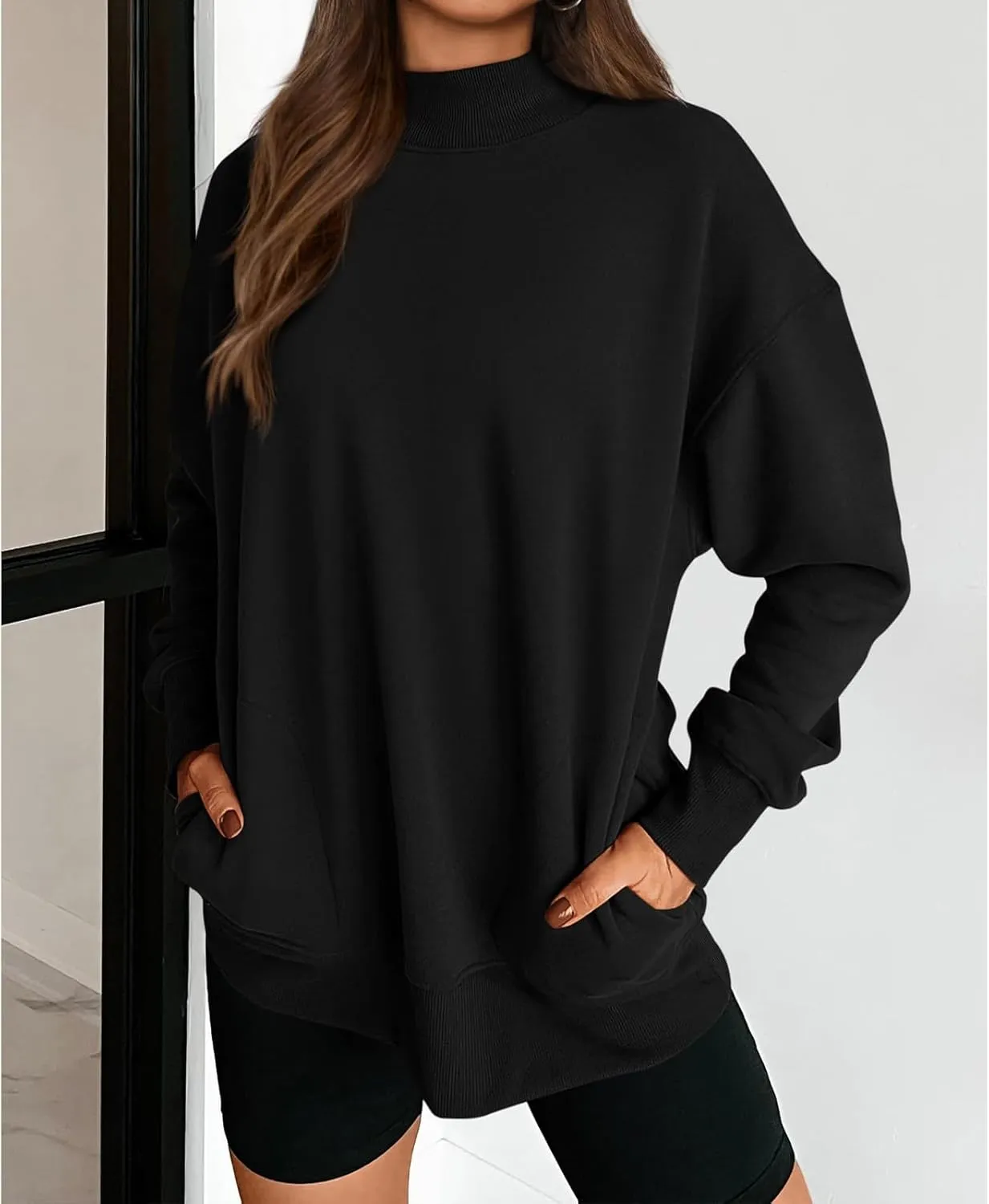 Womens Oversized Sweatshirts Turtleneck Pullover Long Sleeve Sweatshirt Casual Loose Tops Fall Fashion Outfits