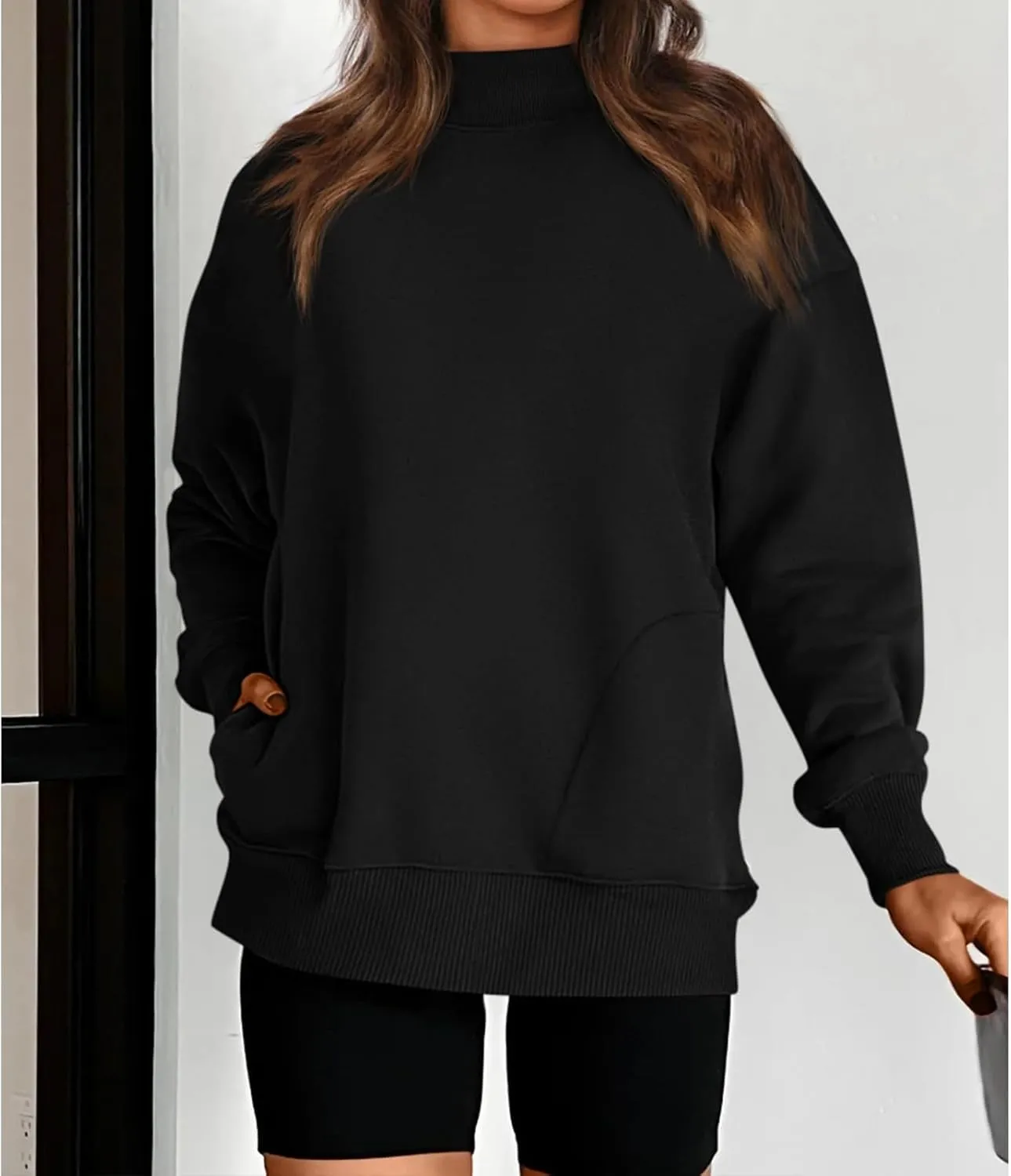 Womens Oversized Sweatshirts Turtleneck Pullover Long Sleeve Sweatshirt Casual Loose Tops Fall Fashion Outfits