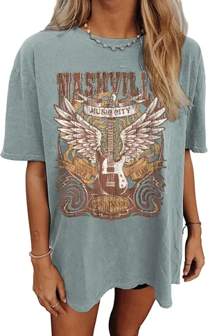 Womens Oversized Tshirt Graphic Tees Summer Casual Short Sleeves Tops Beach Vacation Clothes