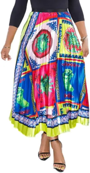 Womens Plaid Long Maxi Skirt - Bohemian Chiffon 360 Sunray Pleated Full Skirts