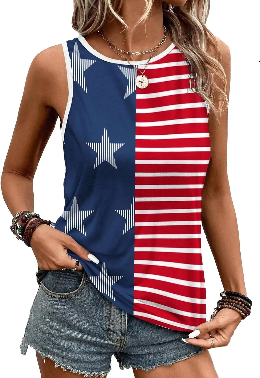 Women's Red White and Blue Shirts Patriotic Tops American Flag Graphic Crop Tops for Teen Girls