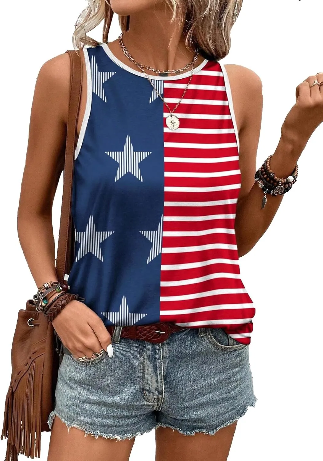 Women's Red White and Blue Shirts Patriotic Tops American Flag Graphic Crop Tops for Teen Girls