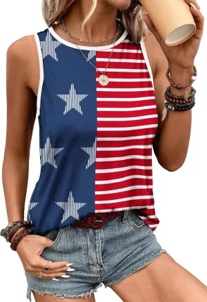 Women's Red White and Blue Shirts Patriotic Tops American Flag Graphic Crop Tops for Teen Girls