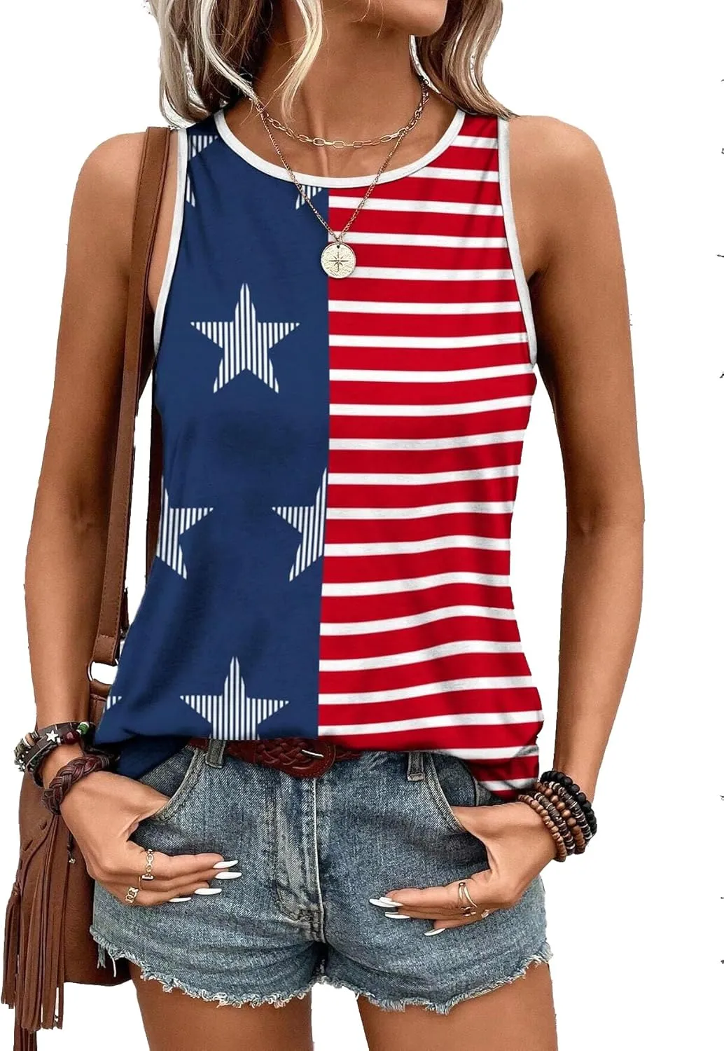 Women's Red White and Blue Shirts Patriotic Tops American Flag Graphic Crop Tops for Teen Girls