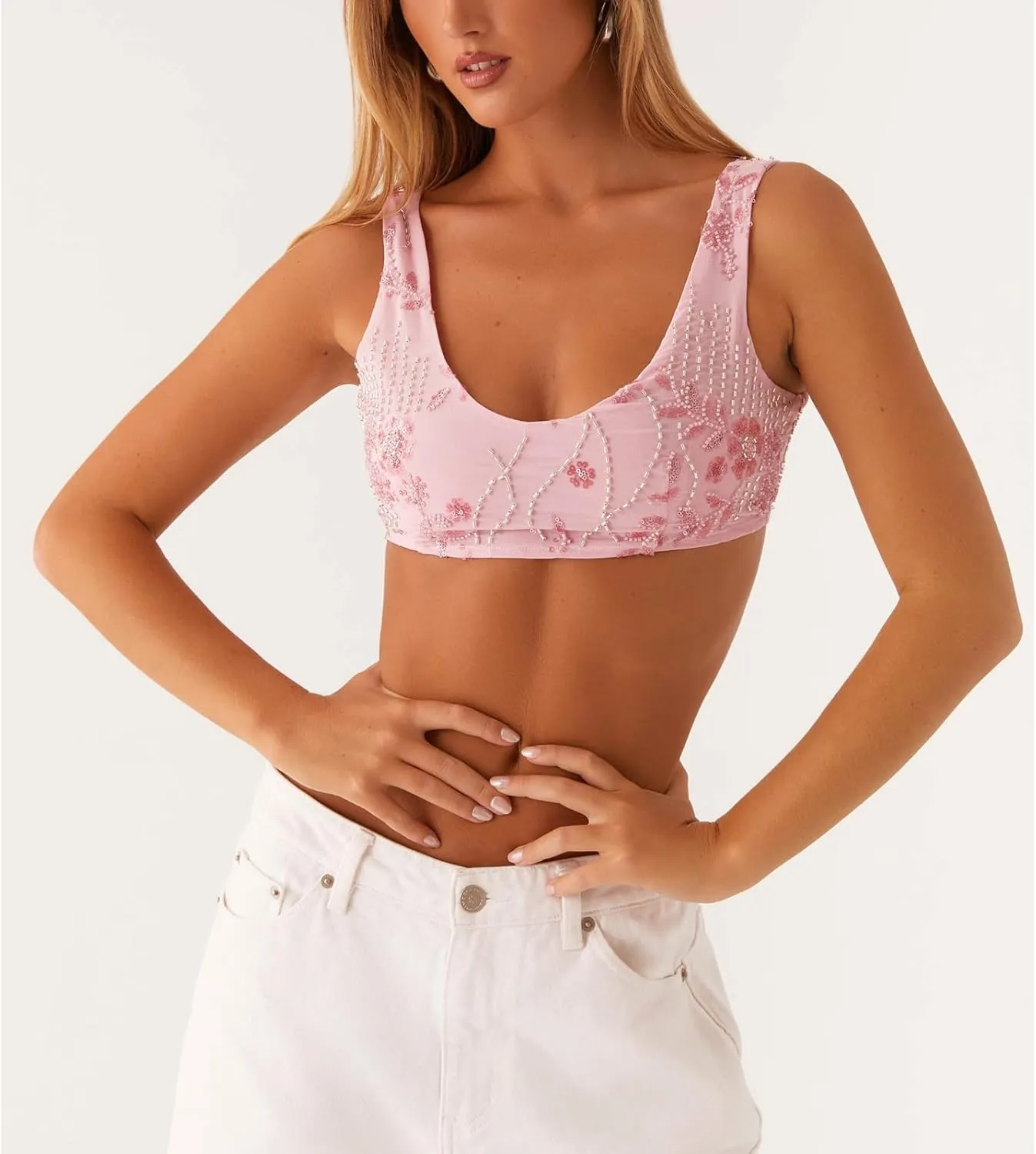Womens Sequin Sparkle Cami Tank Bralette Tops Y2k Summer Low Back Rhinestone Glitter Going Out Cropped Top