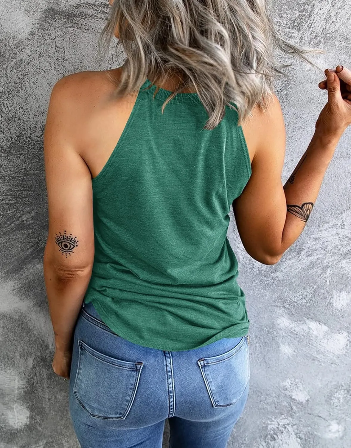 Womens Summer Sleeveless High Neck Halter Tank Tops Basic Casual Cami Shirts Tees