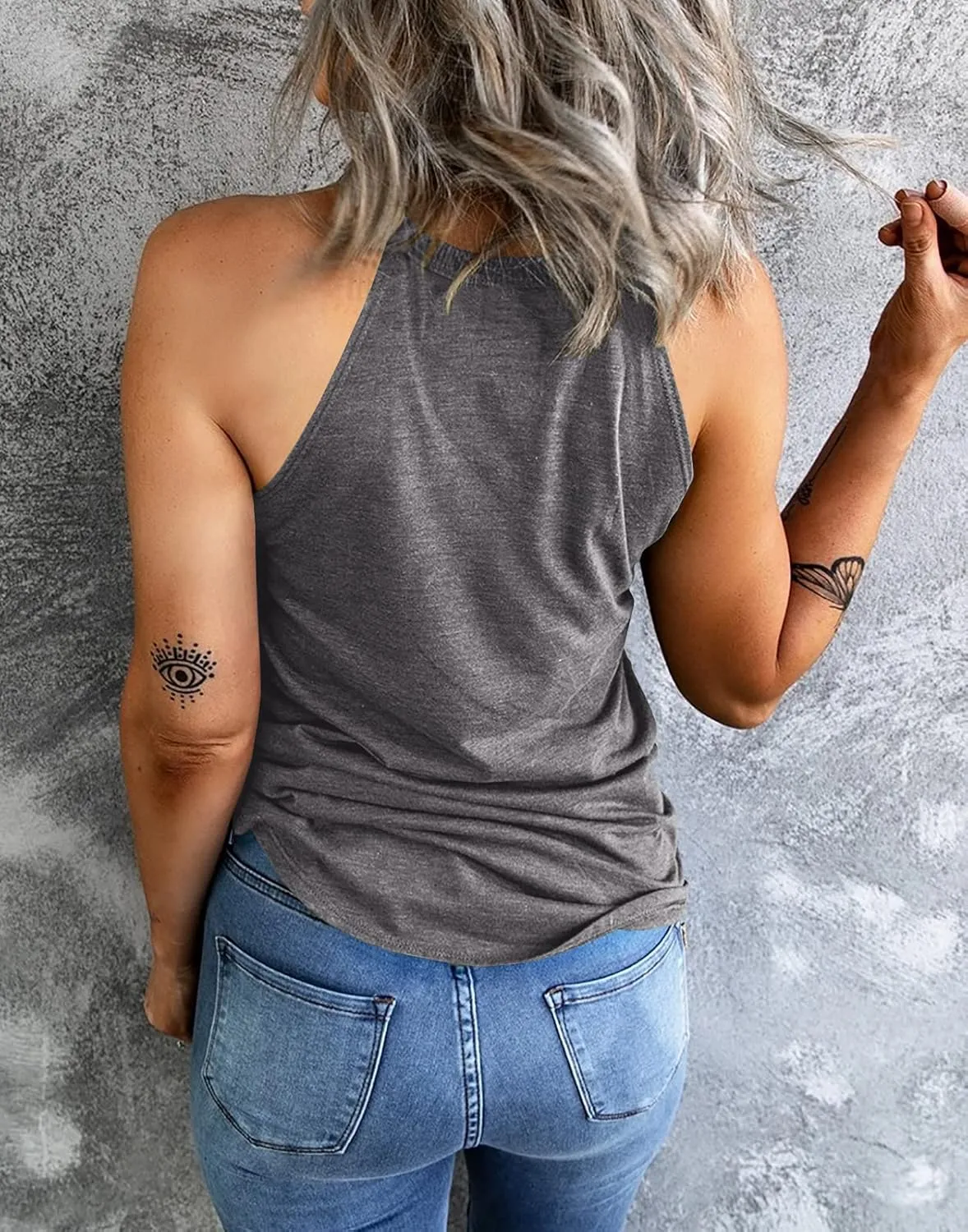 Womens Summer Sleeveless High Neck Halter Tank Tops Basic Casual Cami Shirts Tees