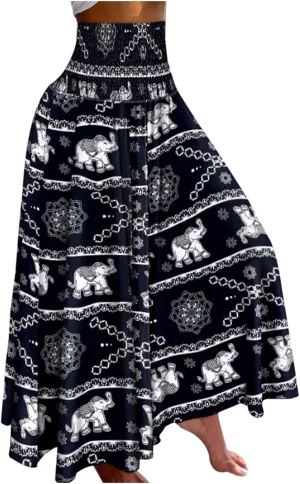 Women's Vintage Floral High Waist Wide Leg Pants Casual Loose Fit Trousers Womens Dress Leggings Pants