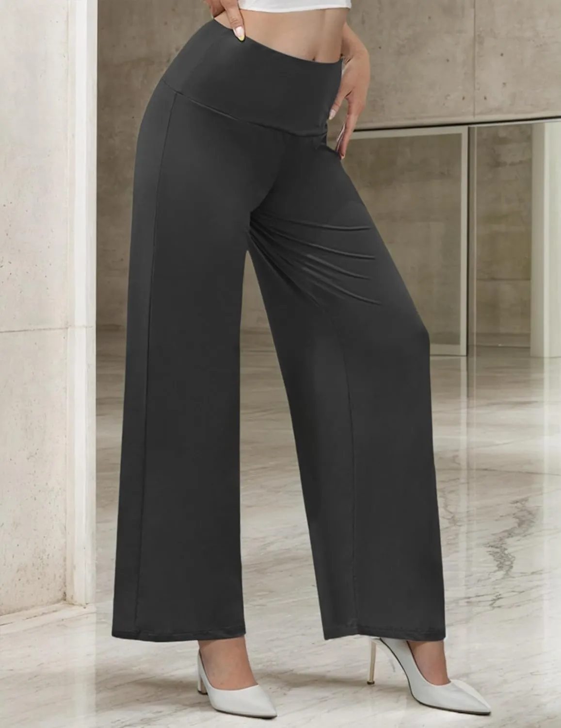 Womens Wide Leg High Waist Palazzo Pants for Women Casual Soft Lounge Pants Loose Comfy Trousers