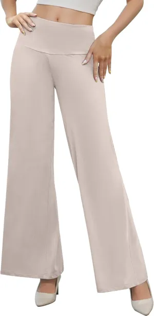 Womens Wide Leg High Waist Palazzo Pants for Women Casual Soft Lounge Pants Loose Comfy Trousers