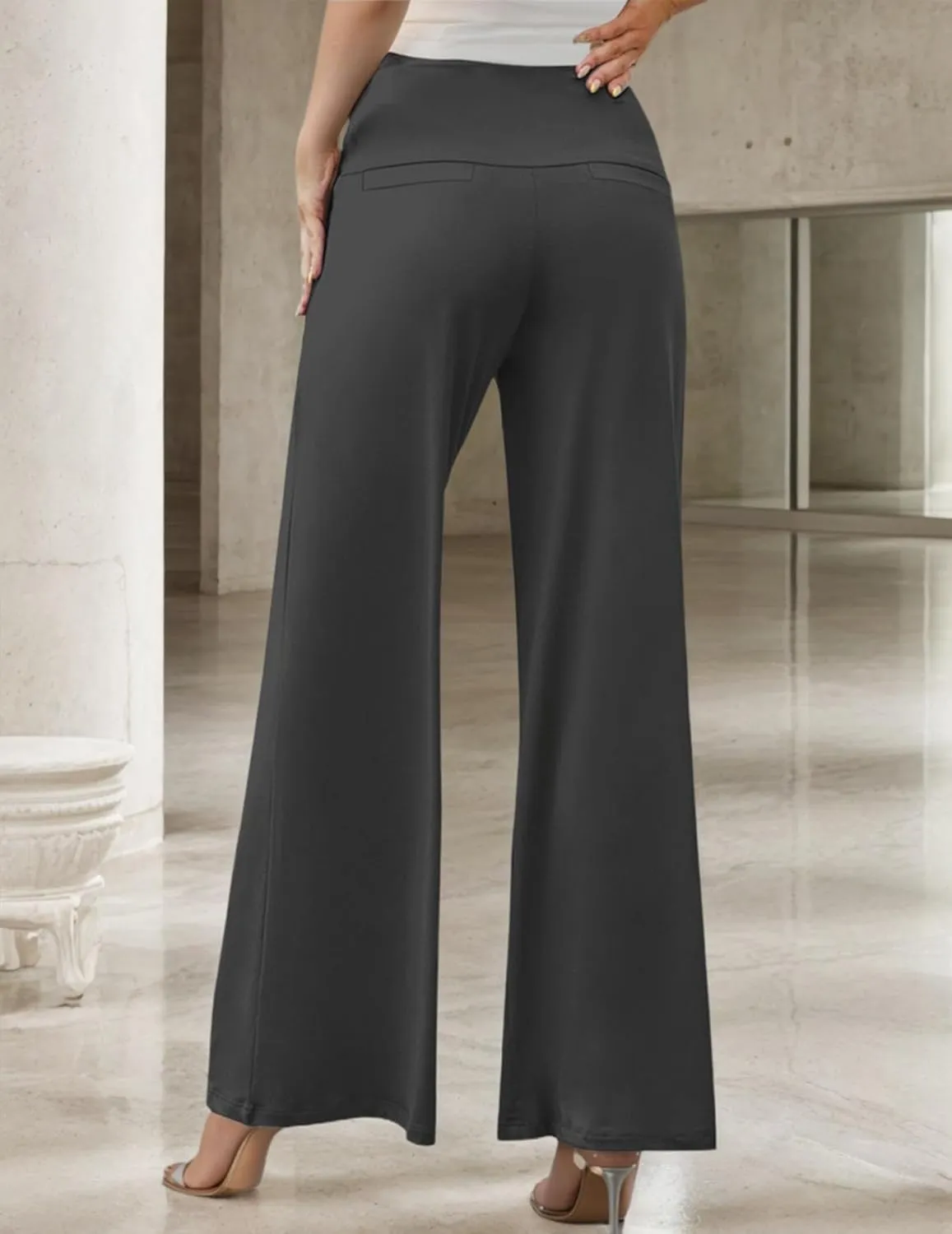 Womens Wide Leg High Waist Palazzo Pants for Women Casual Soft Lounge Pants Loose Comfy Trousers