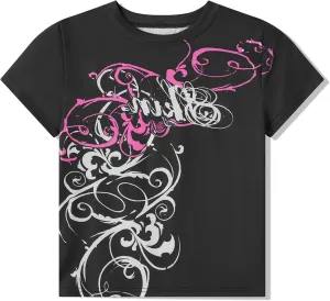 Womens Y2k Graphic Baggy Tees Shirts 2000s Gothic Grunge Emo Tops Fairycore Clothes
