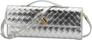Woven Bag Clutch Purse for Women Ladies Party Handbag Wedding Cocktail Prom Crossbody Shoulder Bag