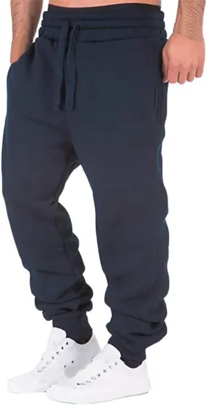 XUETON Men Cargo Jogger Sweatpants Elastic Waist Slim Fit Athletic Jogger Workout Track Pants Drawstring Khaki Chinos Trouser(Navy,X-Large)