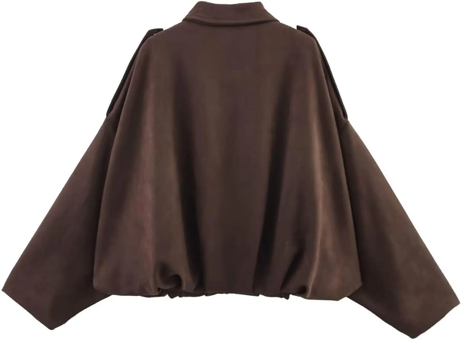 Xunger Women's Faux Suede Bomber Jacket Spring Lapel Pilot Coat Casual Oversized Long Sleeves Trendy Streetwear Outerwear