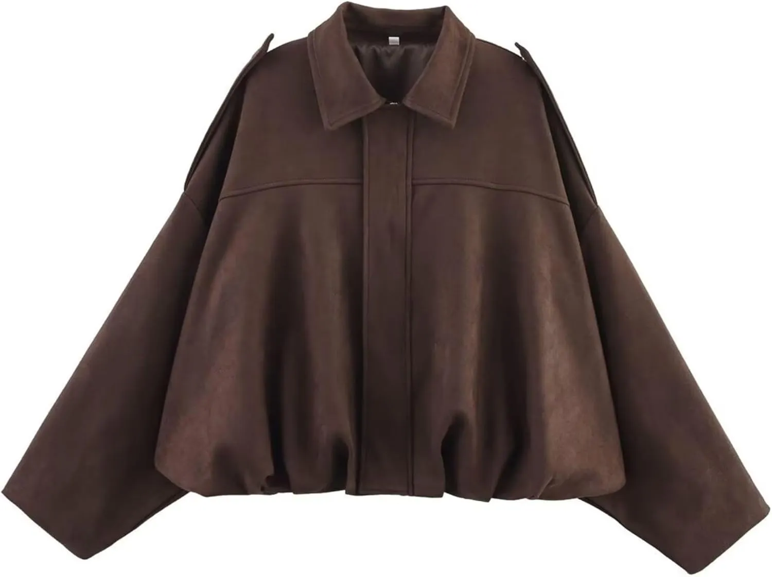 Xunger Women's Faux Suede Bomber Jacket Spring Lapel Pilot Coat Casual Oversized Long Sleeves Trendy Streetwear Outerwear