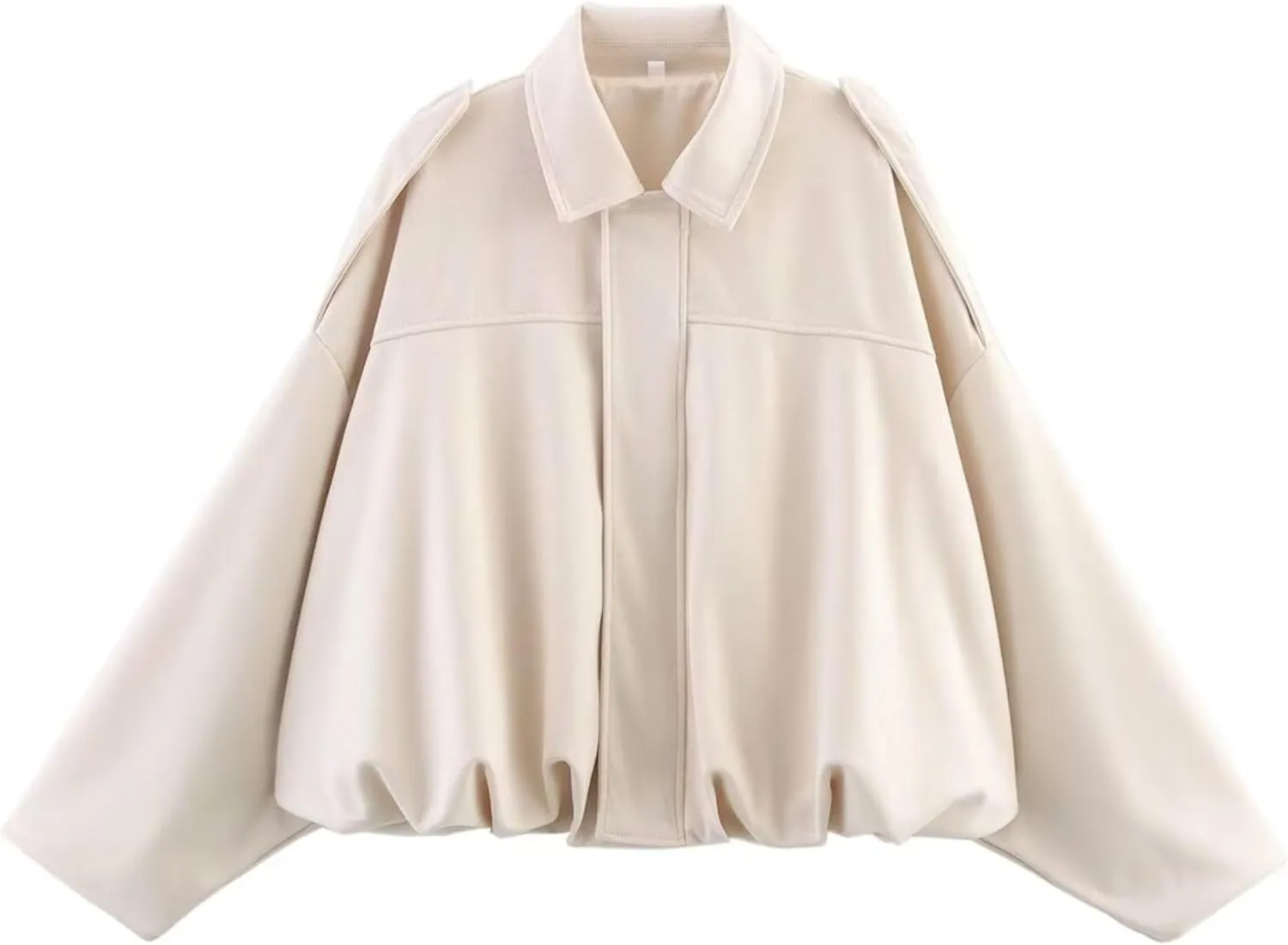 Xunger Women's Faux Suede Bomber Jacket Spring Lapel Pilot Coat Casual Oversized Long Sleeves Trendy Streetwear Outerwear