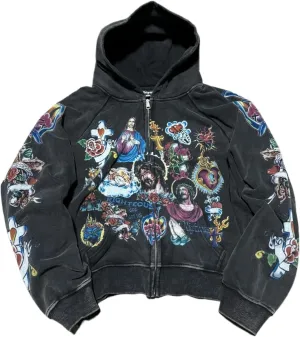 Y2k Zip up Hoodie Streetwear Graphic Oversized Rapper Hooded Sweatshirts Unisex Grunge Vintage Clothes