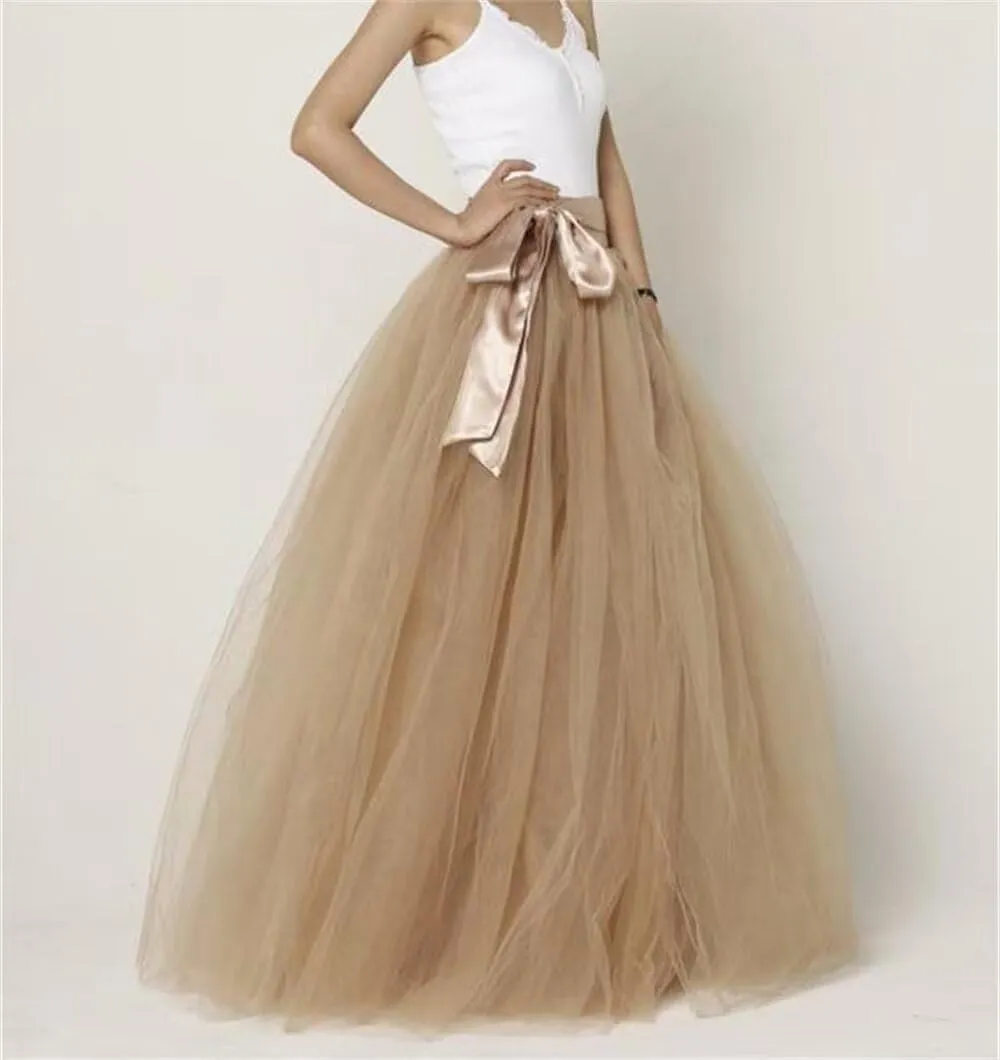 YJNXHN Women's Long Maxi Layered A Line Tulle High Waist Skirt Floor Length for Wedding Party Evening Prom