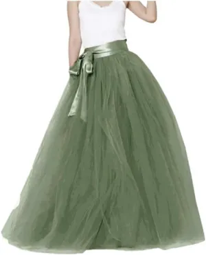 YJNXHN Women's Long Maxi Layered A Line Tulle High Waist Skirt Floor Length for Wedding Party Evening Prom