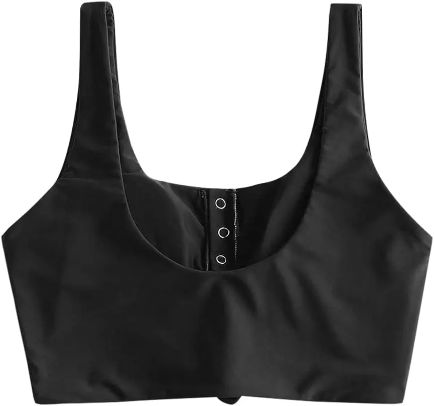 ZAFUL Women's Front Knot Bikini Tops Crop Tankini Top Scoop Neck Padded Bathing Suit Tops
