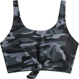 ZAFUL Women's Front Knot Bikini Tops Crop Tankini Top Scoop Neck Padded Bathing Suit Tops
