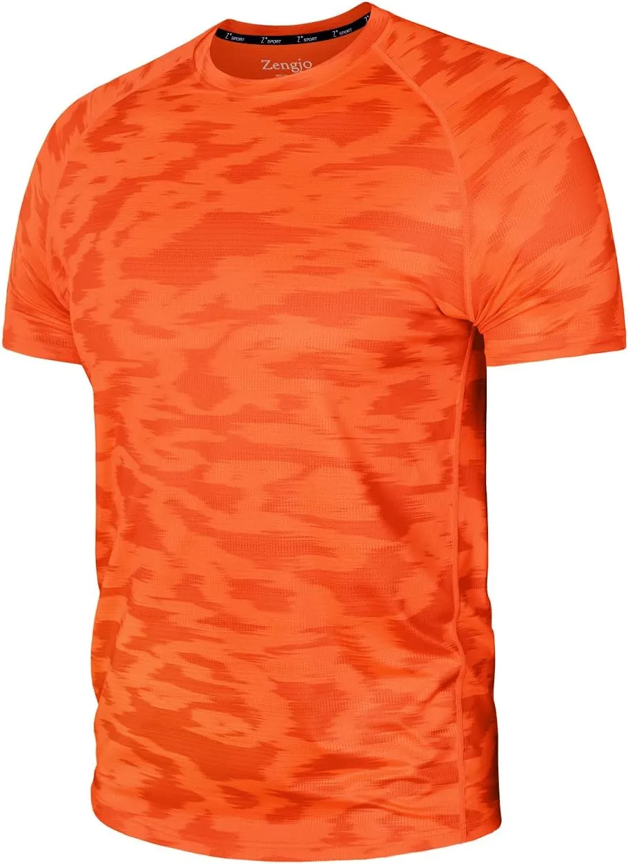 Zengjo Mens Workout Shirts Quick Dry Short Sleeve Athletic Running Gym T Shirt